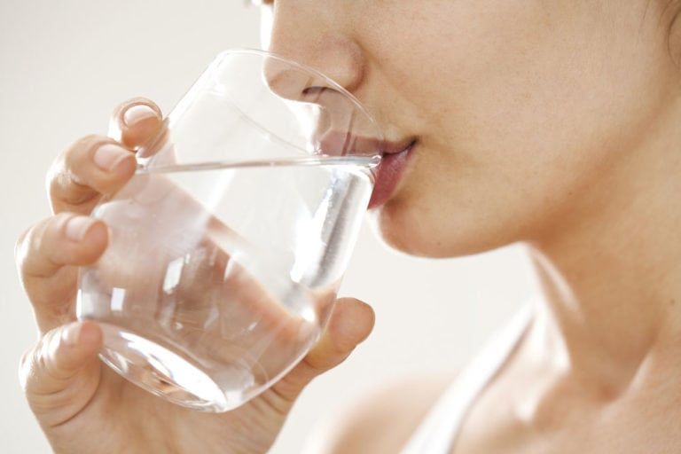 Female drinking water
