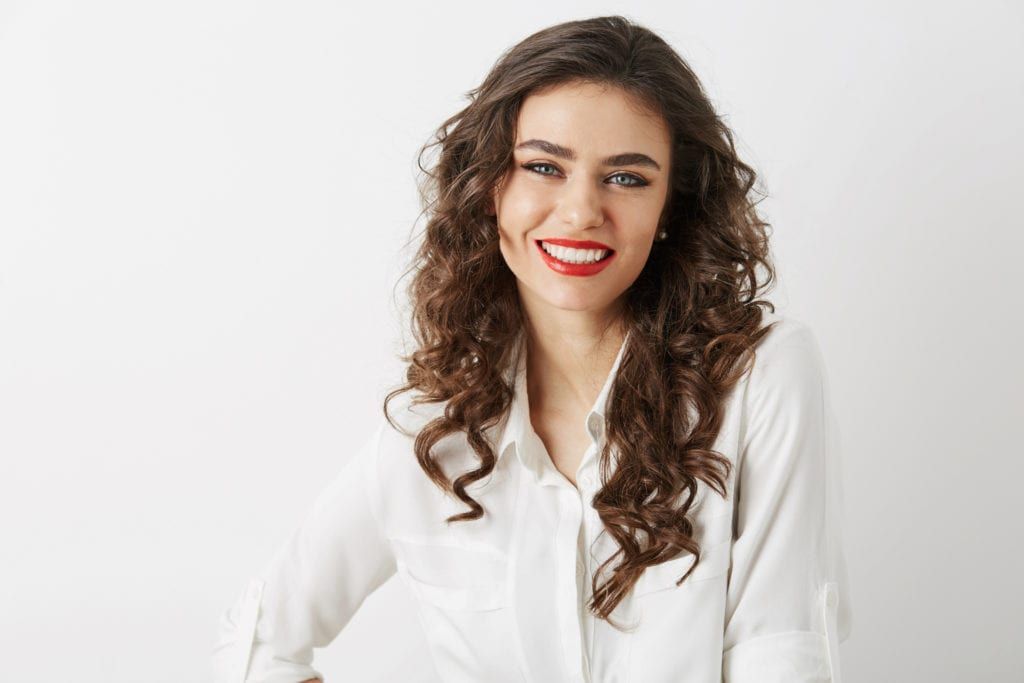 dental patient with white teeth